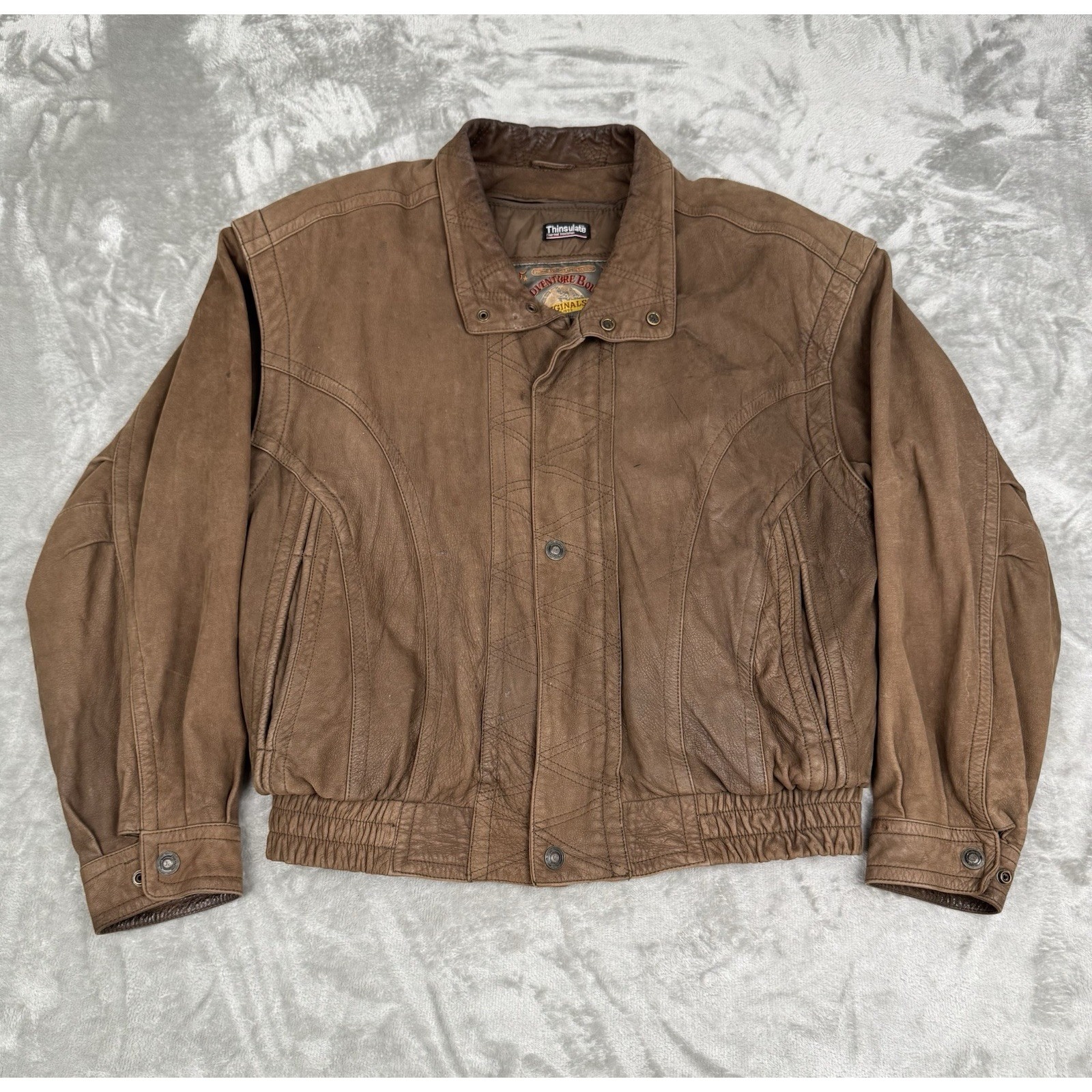 Vintage Wilsons Leather Bomber Jacket Mens Large L Brown Insulated Biker Western